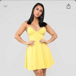 Vanity Flare Mini Dress - Yellow